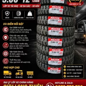 LỐP XE 5.00-12 14PR MAXXIS GAI 688 ( có ruột )