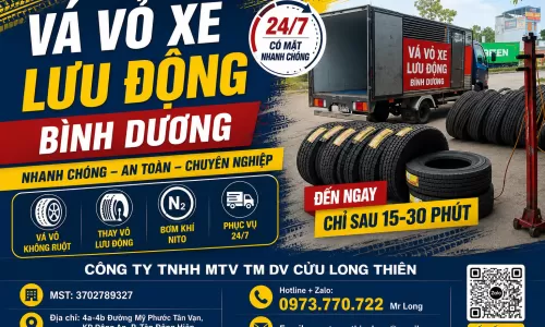 Dịch Vụ Vá Vỏ Xe Lưu Động Bình Dương 24/7 – Cửu Long Thiên Cứu Hộ Siêu Tốc