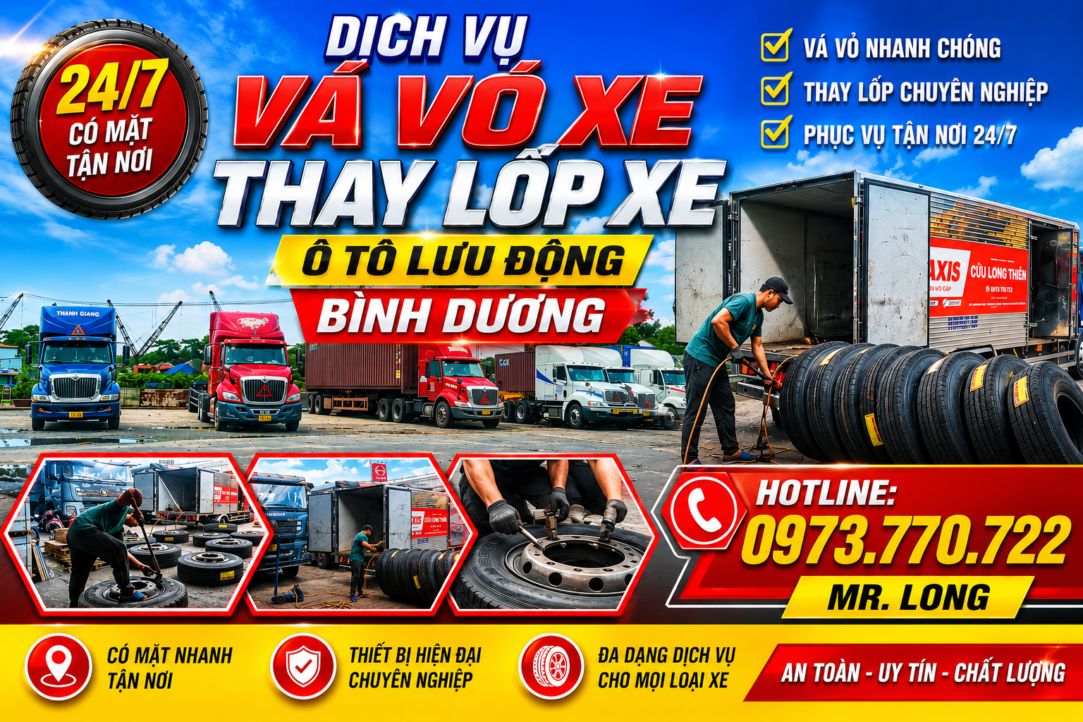 Đại Lý Cung Cấp Lốp Xe Ô Tô Bình Dương Uy Tín: Cửu Long Thiên Chính Hãng, Cứu Hộ 24/7