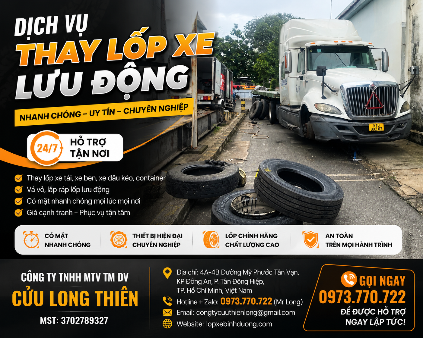 Cứu Hộ Săm Lốp Lưu Động Bình Dương 24/7: Thần Tốc, Uy Tín, Giá Rẻ