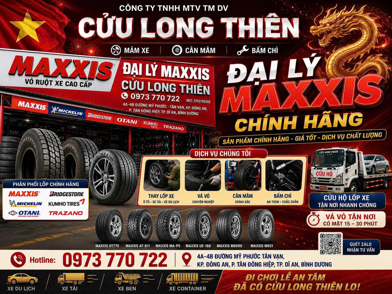 🚛 LỐP XE MAXXIS, OTANI, DOUBLE COIN TẠI BÌNH DƯƠNG – CỬU LONG THIÊN