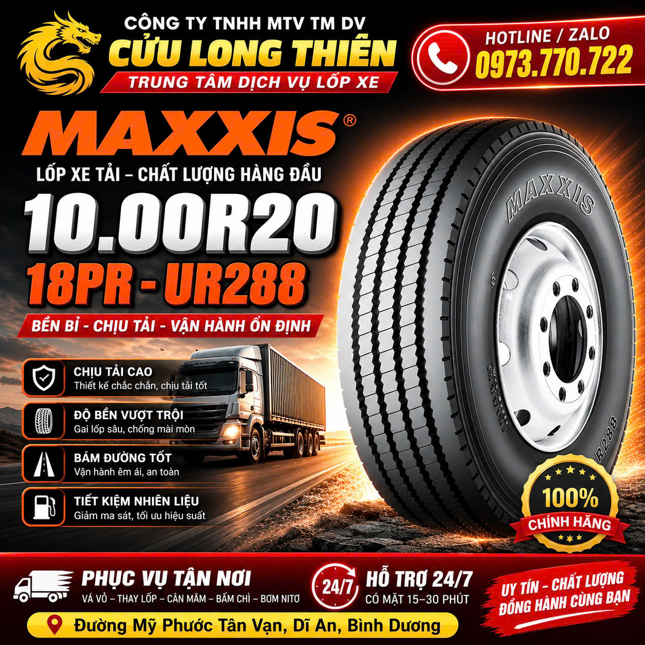 Dịch Vụ Vá Vỏ Xe Lưu Động Bình Dương 24/7 – Cửu Long Thiên Cứu Hộ Siêu Tốc