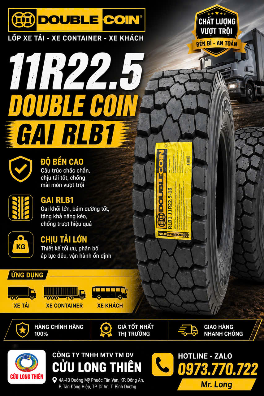 LỐP XE 11R22.5 DOUBLE COIN GAI RLB1