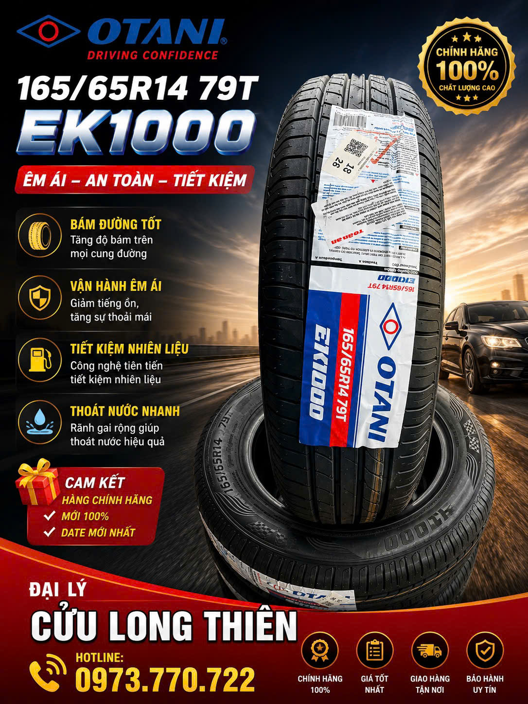 LỐP XE 165/65R14 79T OTANI EK1000 