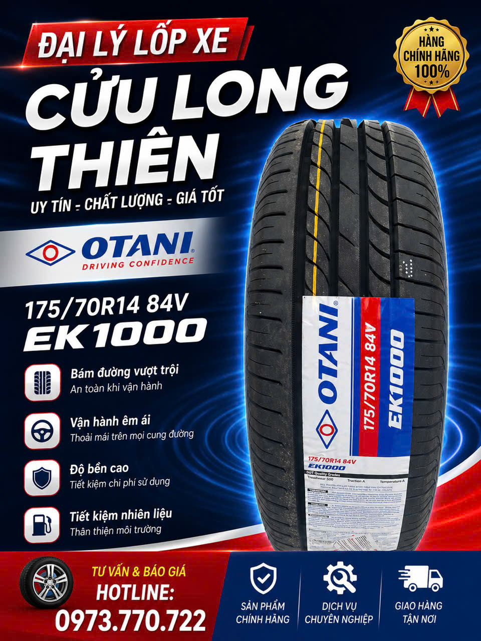  LỐP XE 175/70R14 OTANI EK1000 