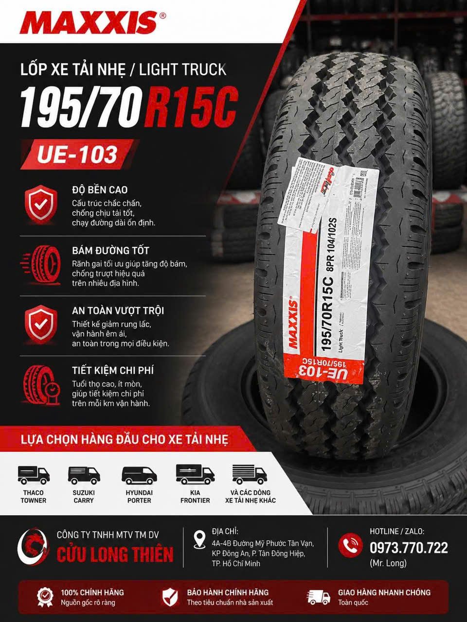 LỐP XE 195/70R15C 8PR MAXXIS