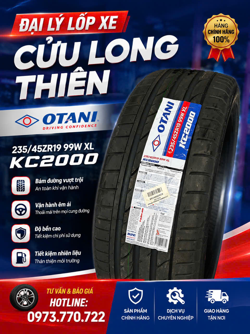  LỐP XE 235/45ZR19 99W XL OTANI KC2000