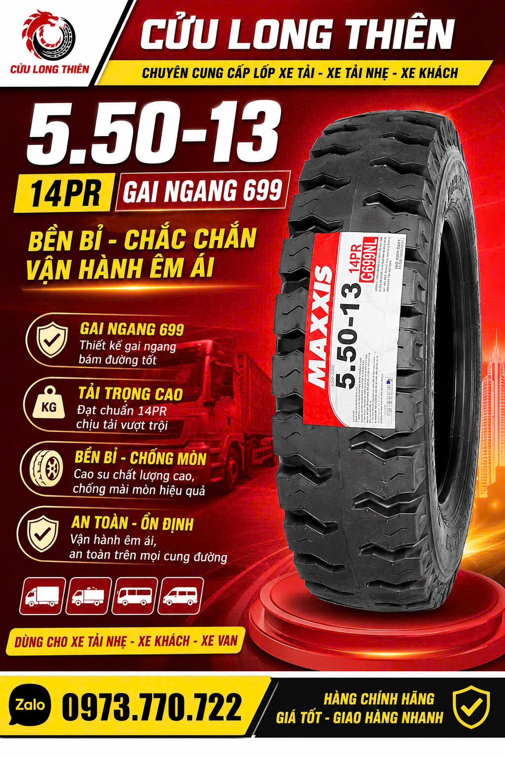 LỐP XE 5.50-13 MAXXIS 14PR GAI 699