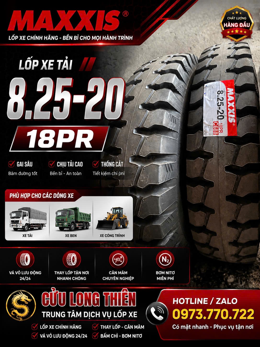 LỐP XE 8.25-20 MAXXIS 18PR