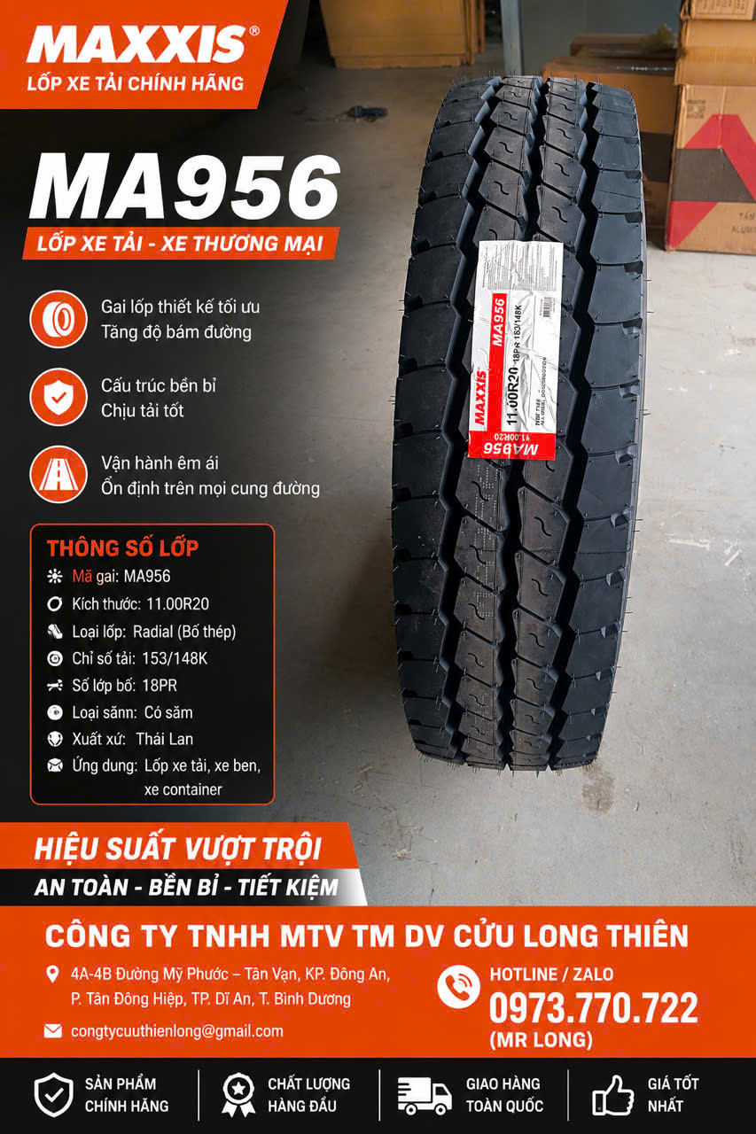 Lốp Xe Tải MAXXIS Chính Hãng Giá Tốt Tháng 8/2026 | Cửu Long Thiên