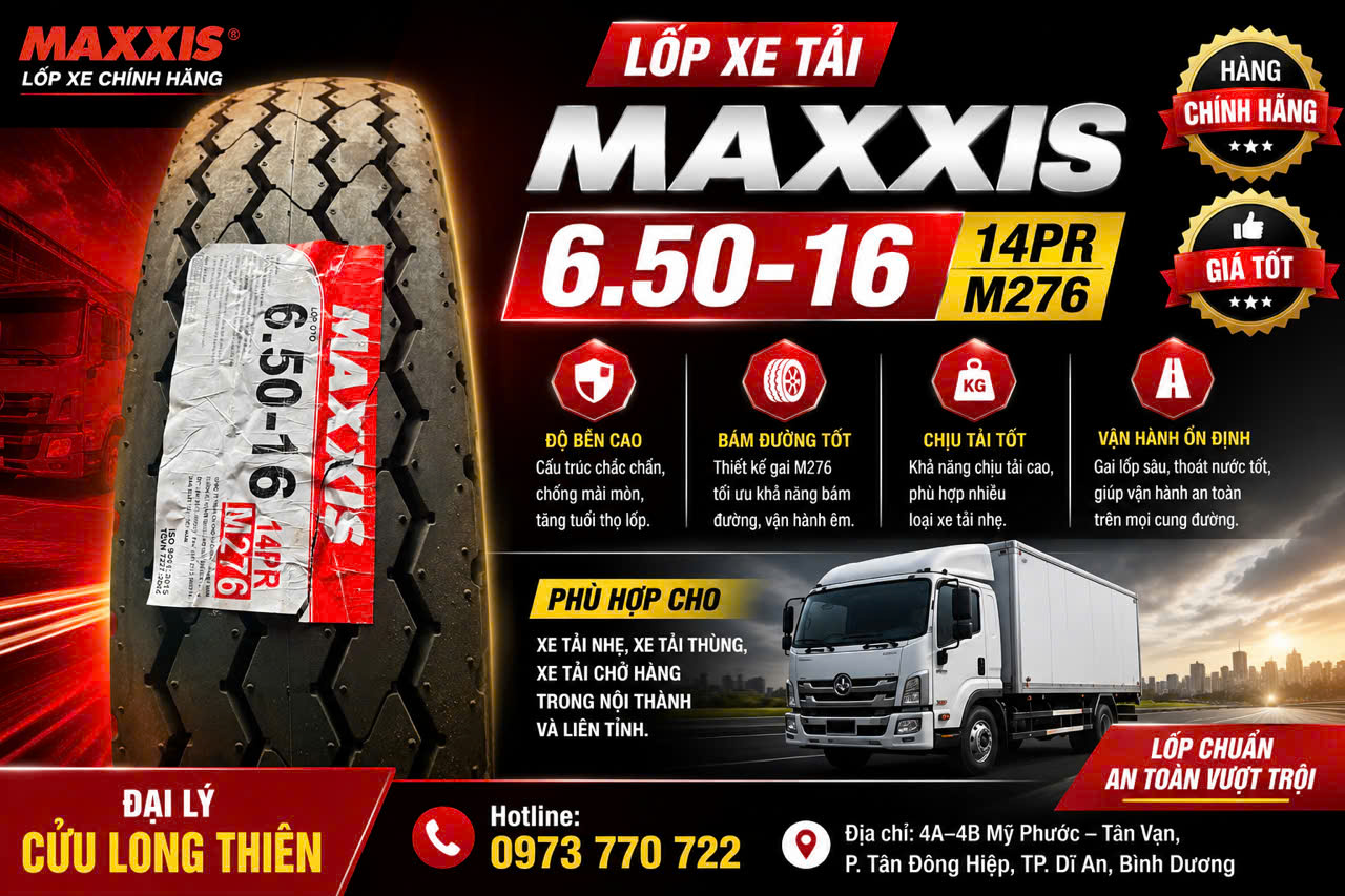 LỐP XE TẢI MAXXIS 6.50-16 14PR GAI M276