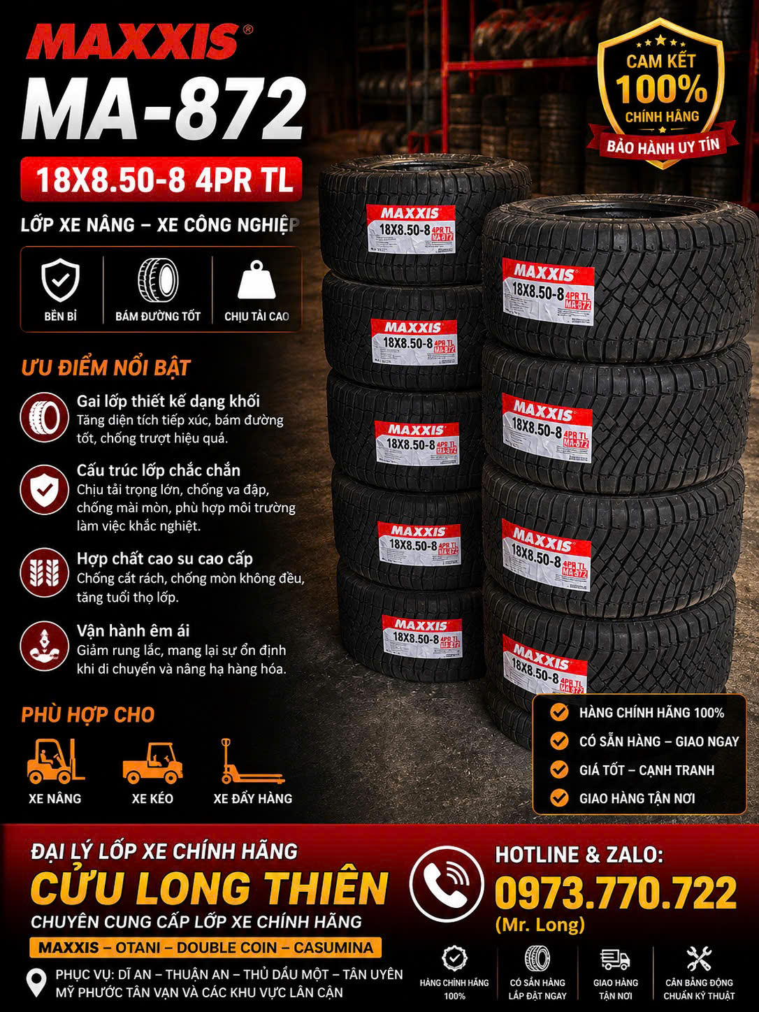 LỐP XE 18X8.50-8 4PR MAXXIS CHÍNH HÃNG
