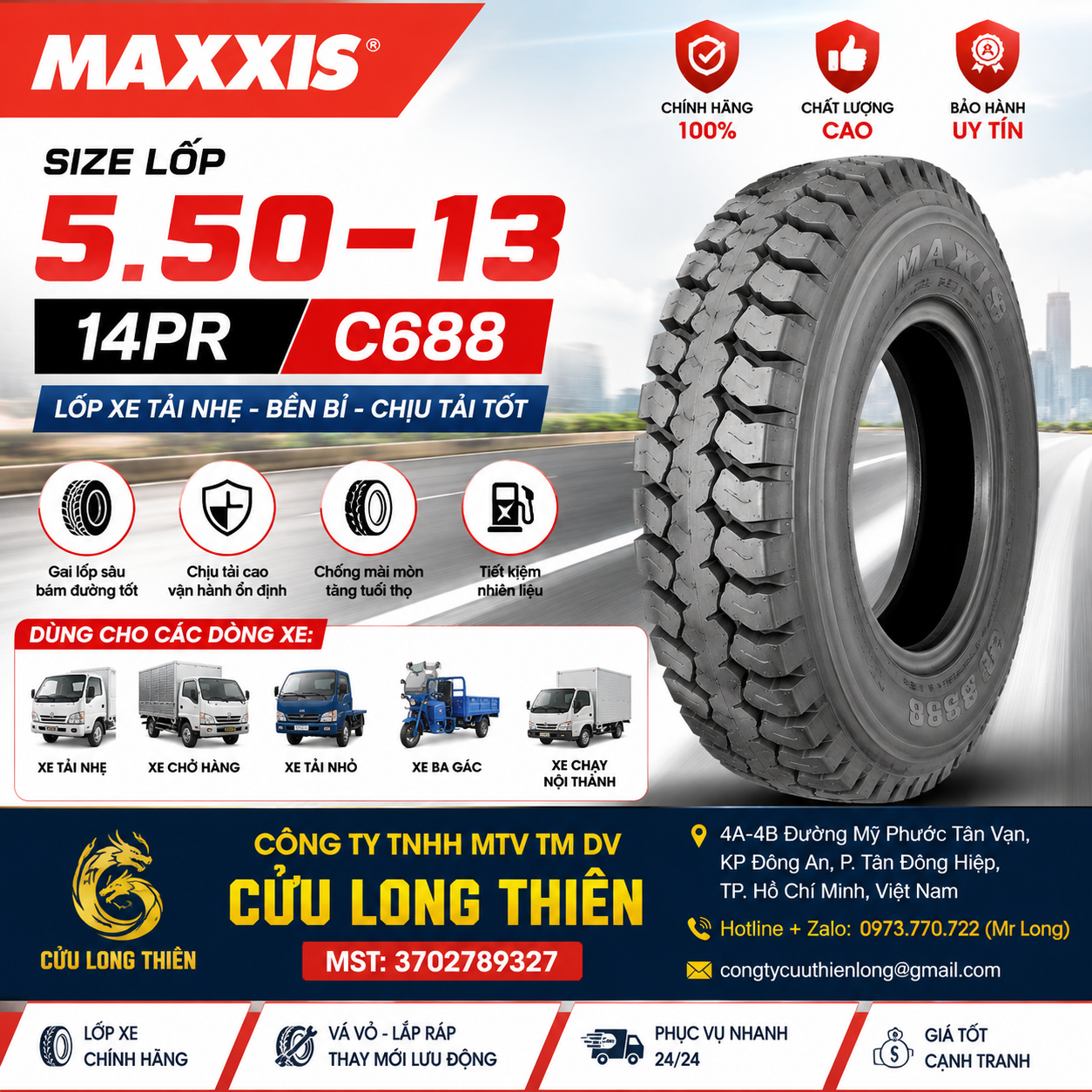 TRUNG TÂM THAY LỐP XE HIỆU MAXXIS / DĨ AN, BÌNH DƯƠNG