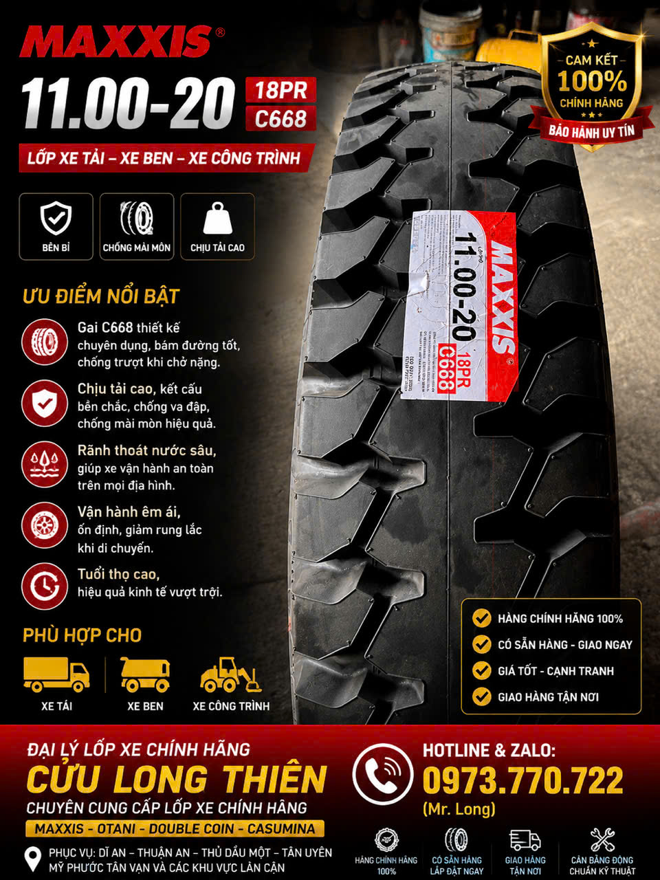 LỐP XE MAXXIS 11.00-20 18PR GAI M668
