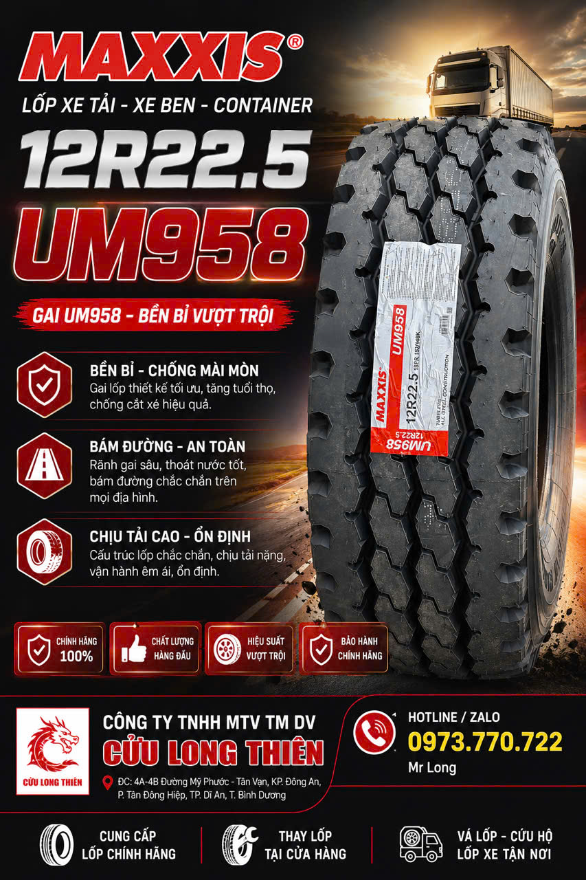 Lốp Xe Tải MAXXIS Chính Hãng Giá Tốt Tháng 8/2026 | Cửu Long Thiên