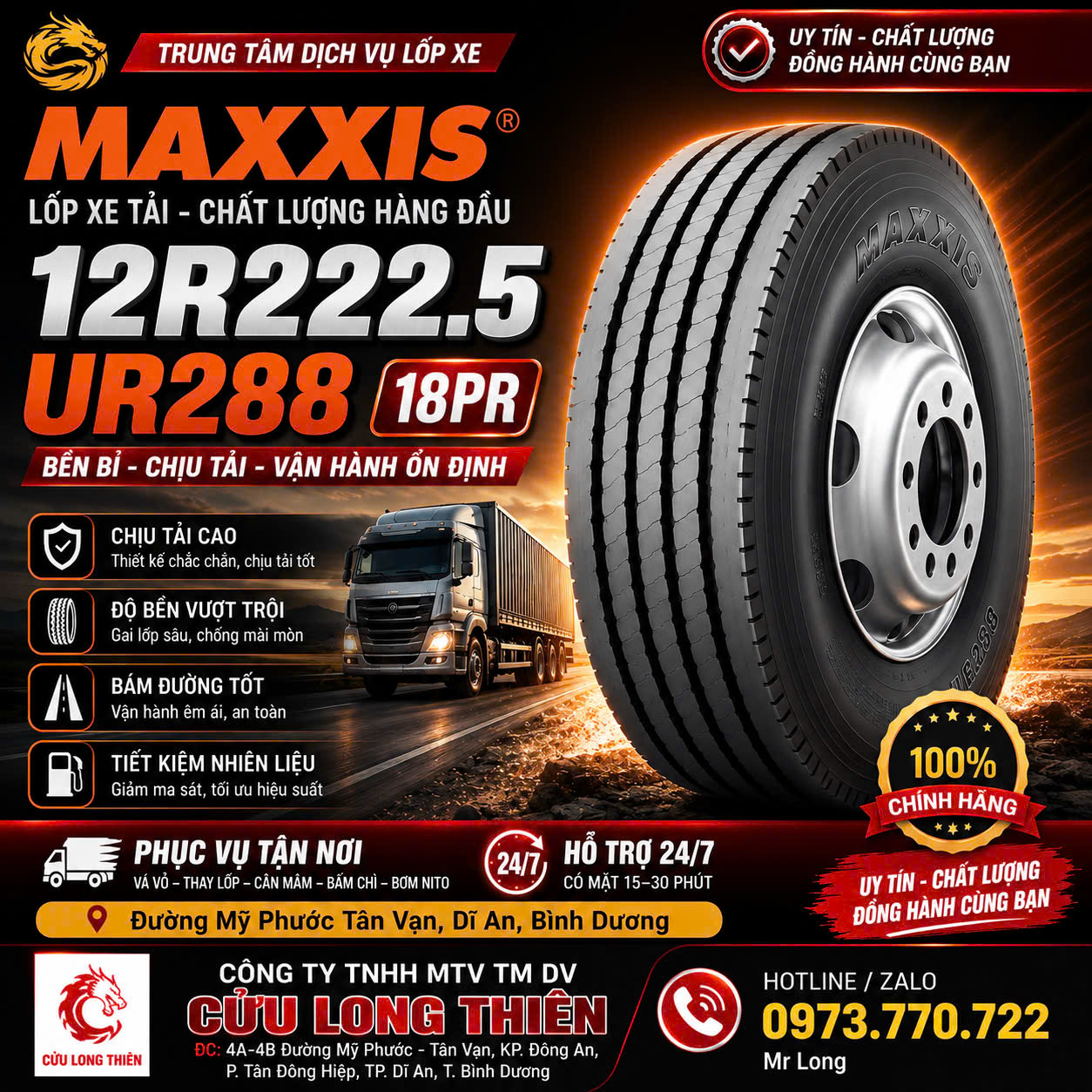 Lốp Xe Tải MAXXIS Chính Hãng Giá Tốt Tháng 8/2026 | Cửu Long Thiên