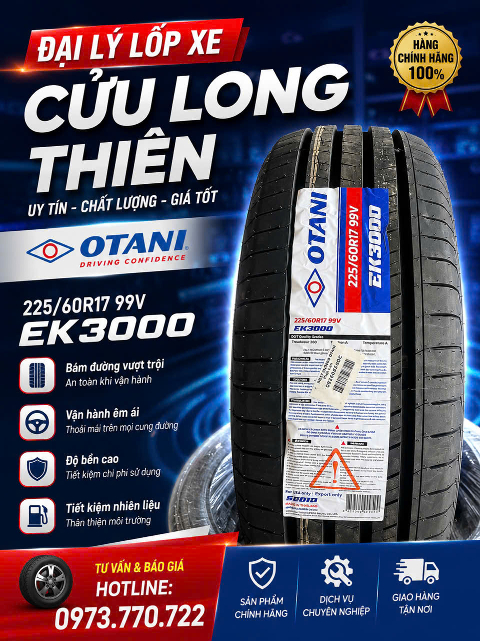 🚙 LỐP XE 225/60R17 99V OTANI EK3000 –