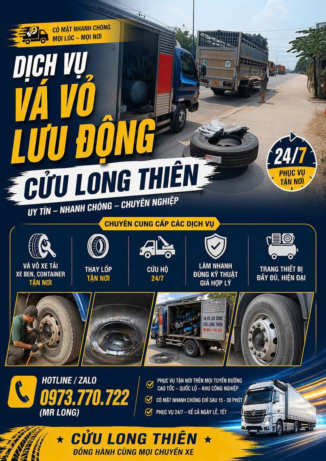 DỊCH VỤ TƯ VẤN THAY LỐP XE CHUYÊN NGHIỆP / PHỤC VỤ CÁC NGÀY LỄ 24/24