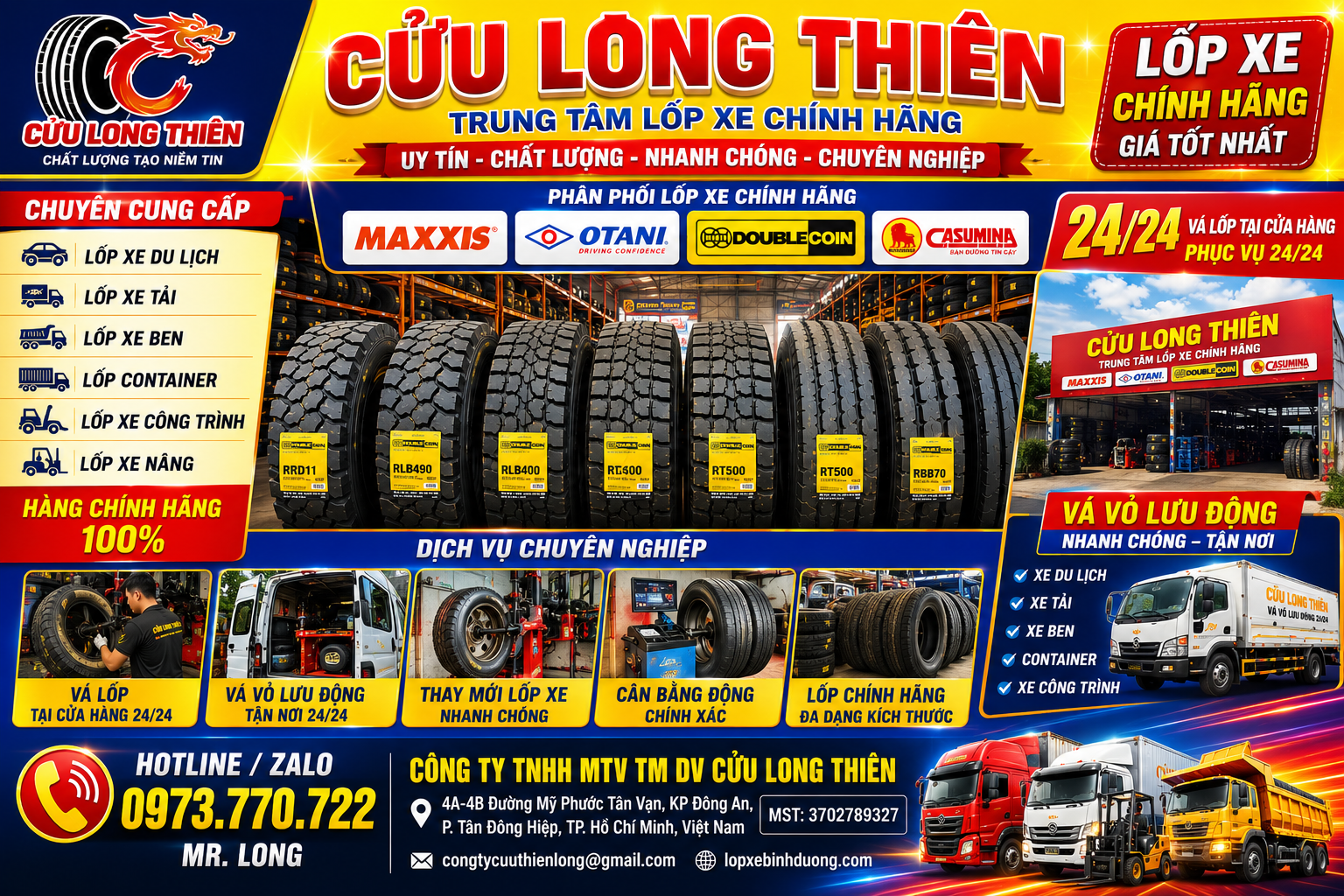 DỊCH VỤ THAY LỐP XE 24/24 TẠI BÌNH DƯƠNG – SHIP LỐP NHANH