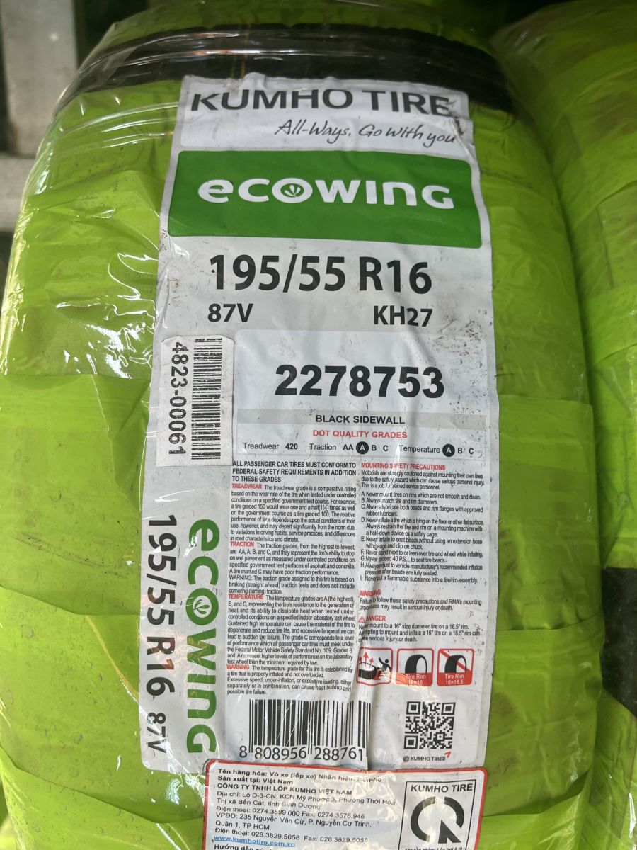 Lốp xe KUMHO 195/55R16 87V